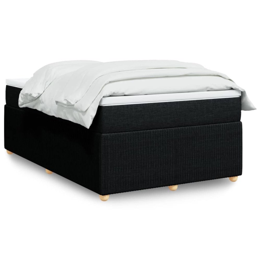 vidaXL Ramsäng med madrass svart 120x190 cm tyg
