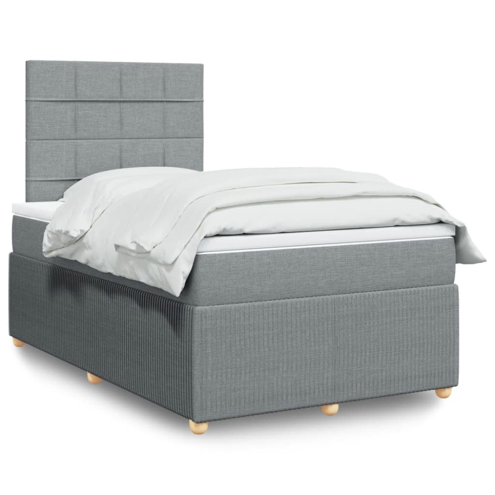 vidaXL Ramsäng med madrass ljusgrå 120x190 cm tyg