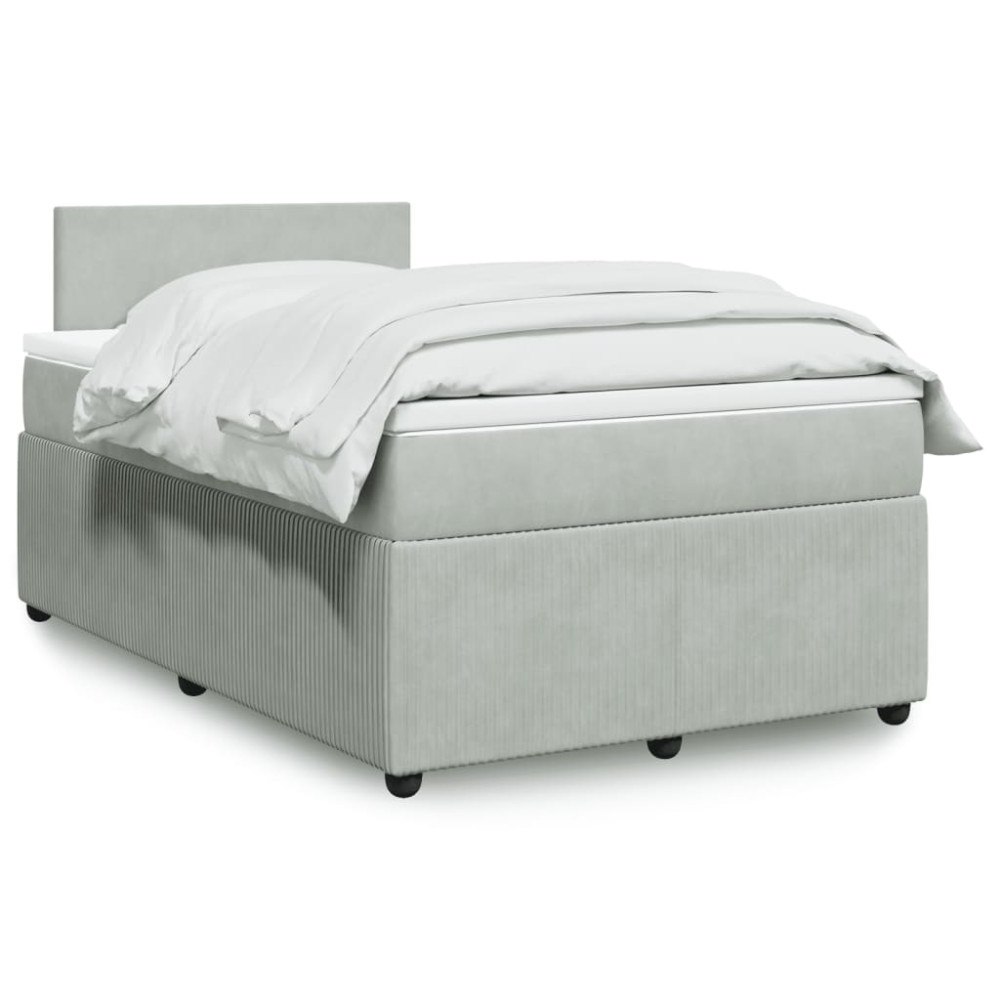 vidaXL Ramsäng med madrass ljusgrå 120x190 cm sammet