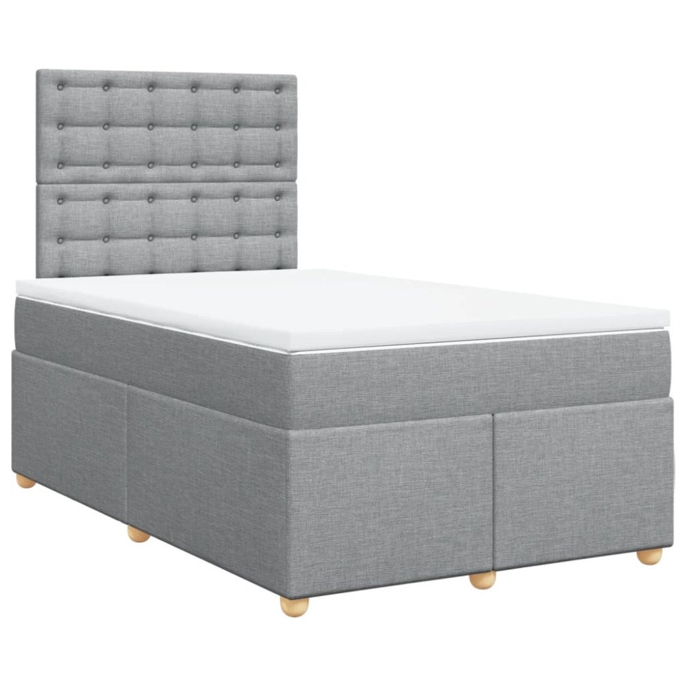 vidaXL Ramsäng med madrass ljusgrå 120x190 cm tyg