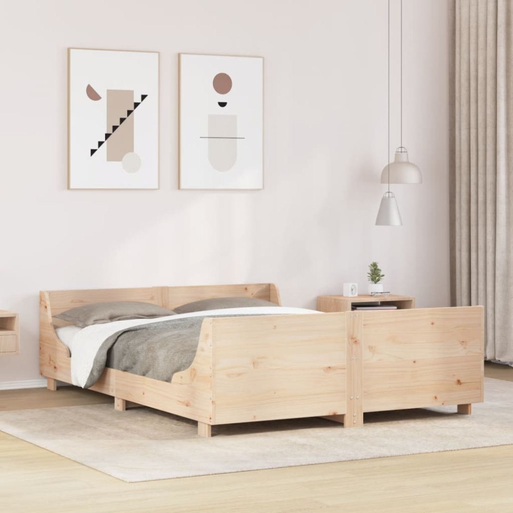 vidaXL Sängram utan madrass 140x190 cm massiv furu