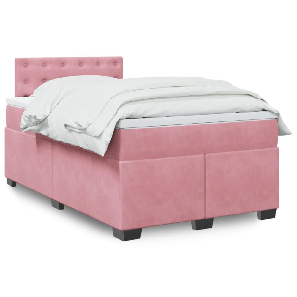 vidaXL Ramsäng med madrass rosa 120x190 cm sammet