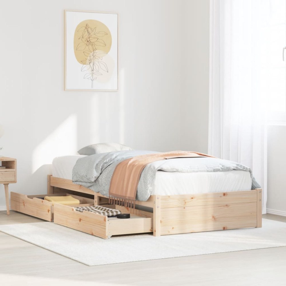 vidaXL Sängram utan madrass 75x190 cm massiv furu