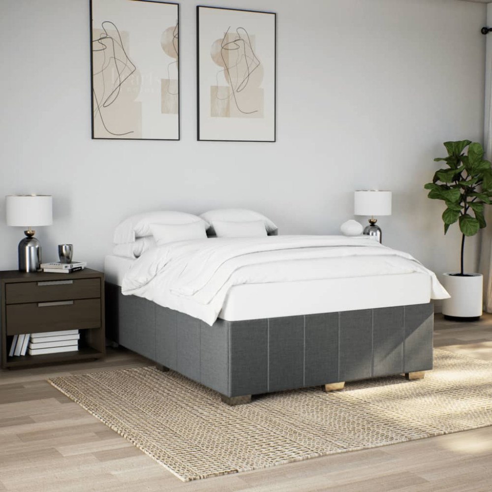 vidaXL Sängram utan madrass mörkgrå 140x190 cm tyg