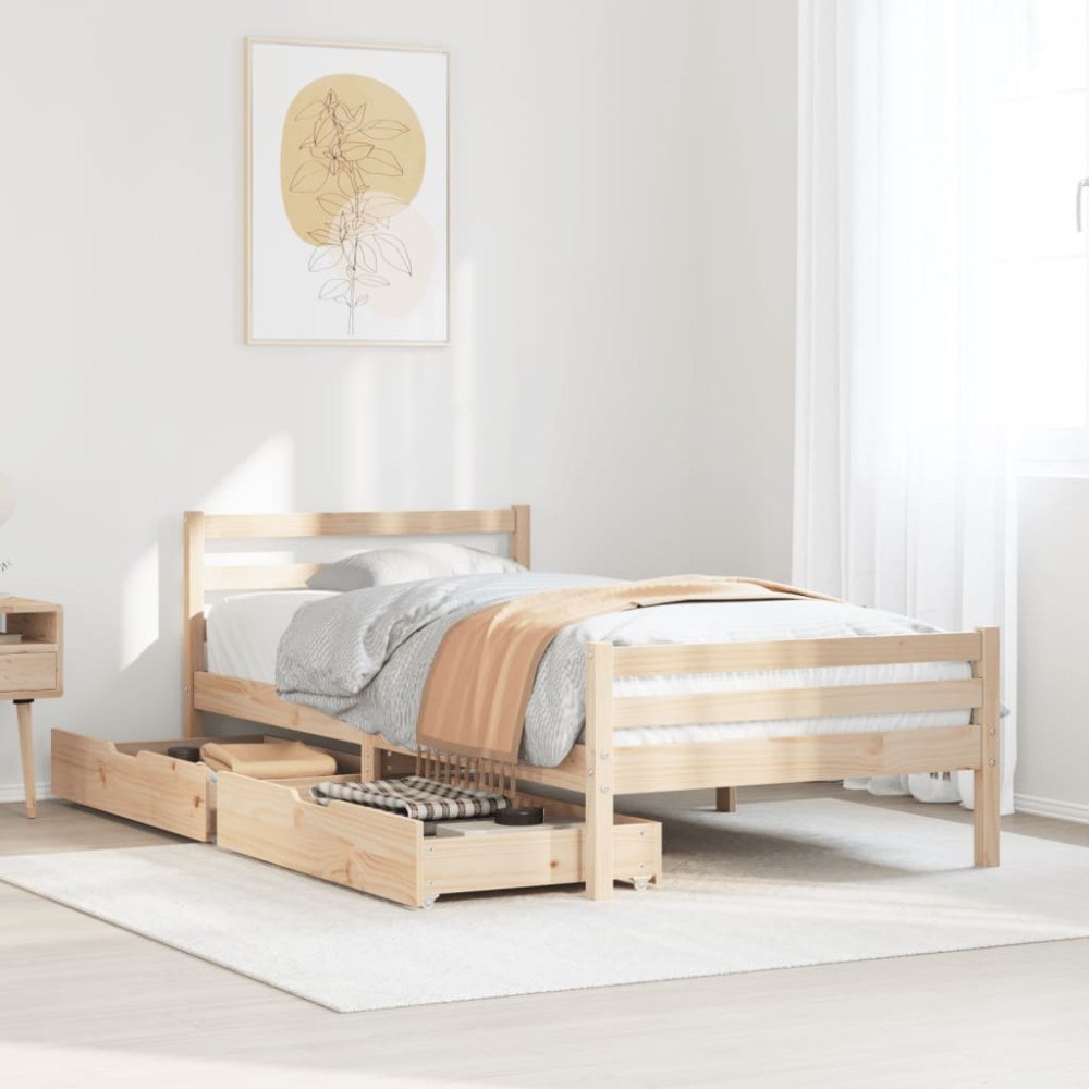 vidaXL Sängram utan madrass 100x200 cm massiv furu