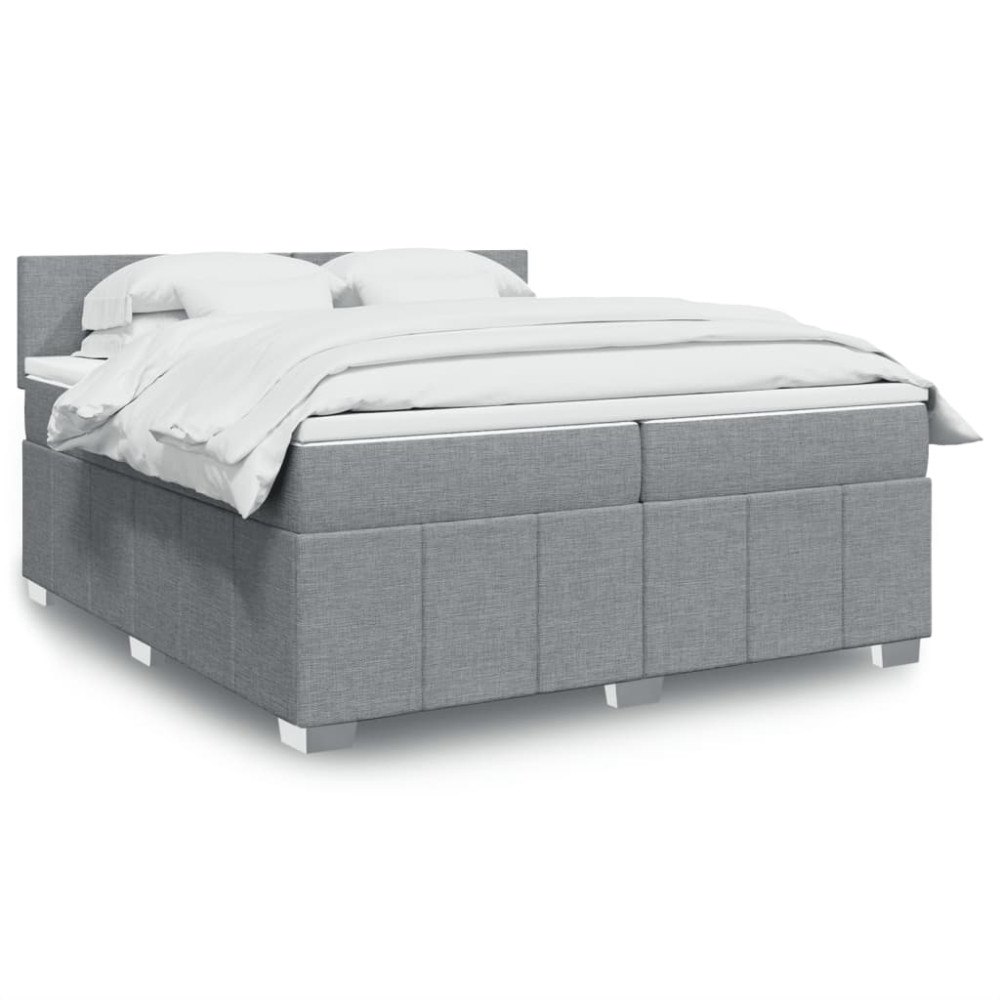 vidaXL Ramsäng med madrass ljusgrå 200x200 cm tyg