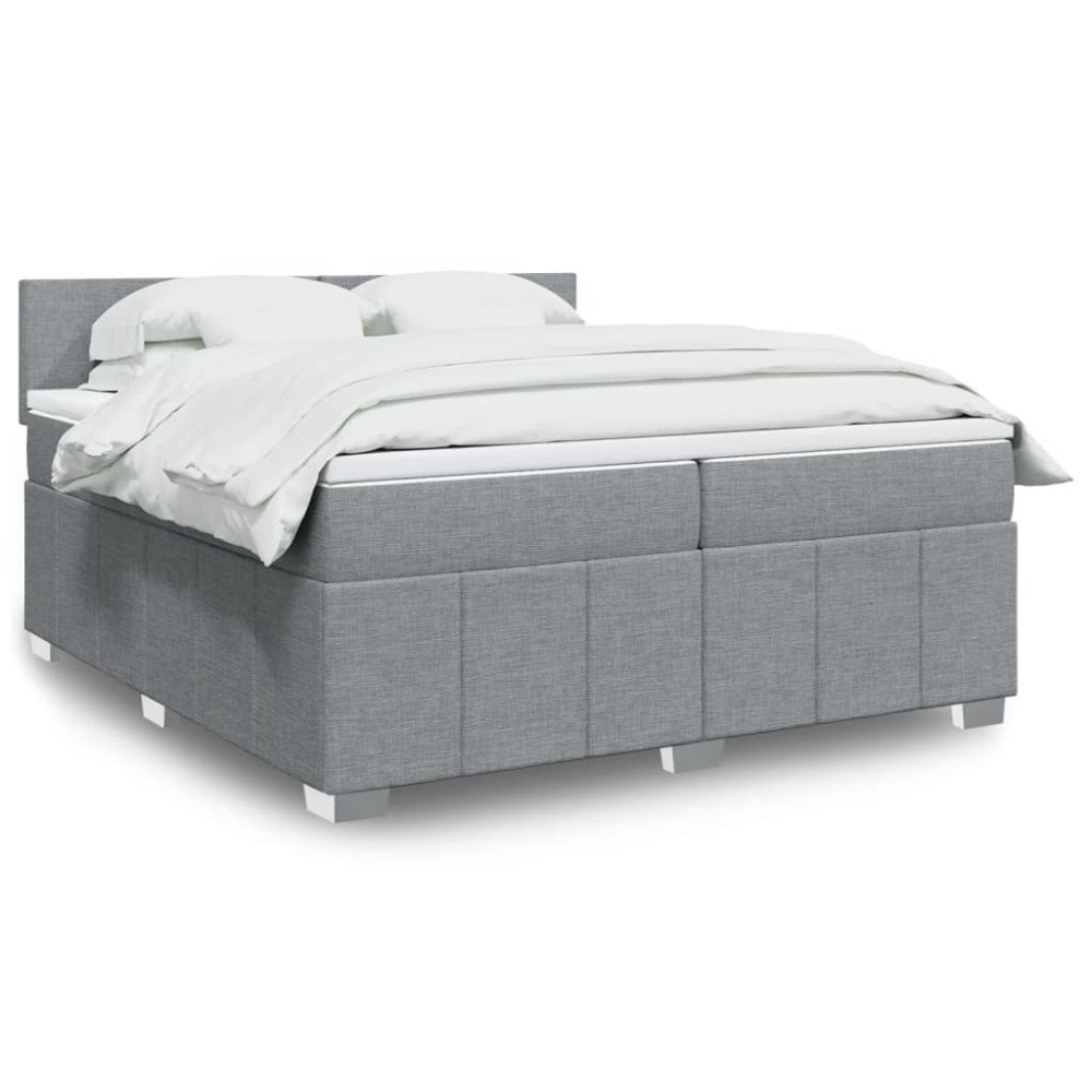 vidaXL Ramsäng med madrass ljusgrå 200x200 cm tyg