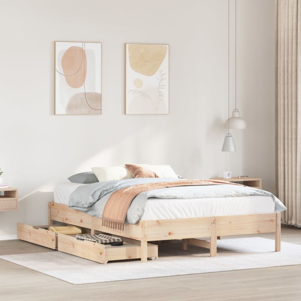 vidaXL Sängram utan madrass 140x190 cm massiv furu