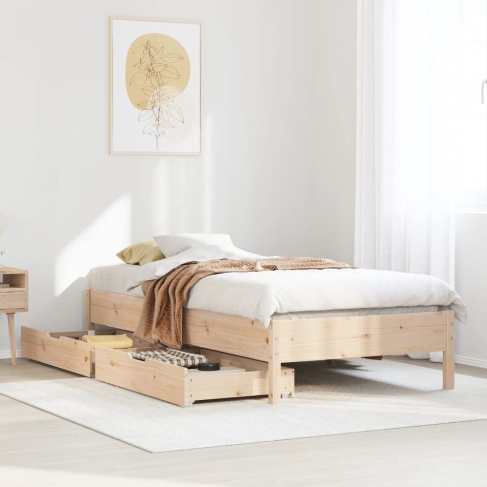 vidaXL Sängram utan madrass 75x190 cm massiv furu