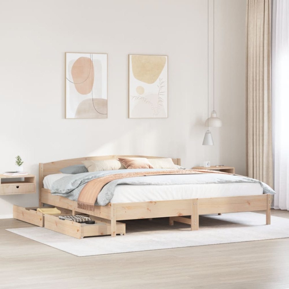 vidaXL Sängram utan madrass 180x200 cm massiv furu
