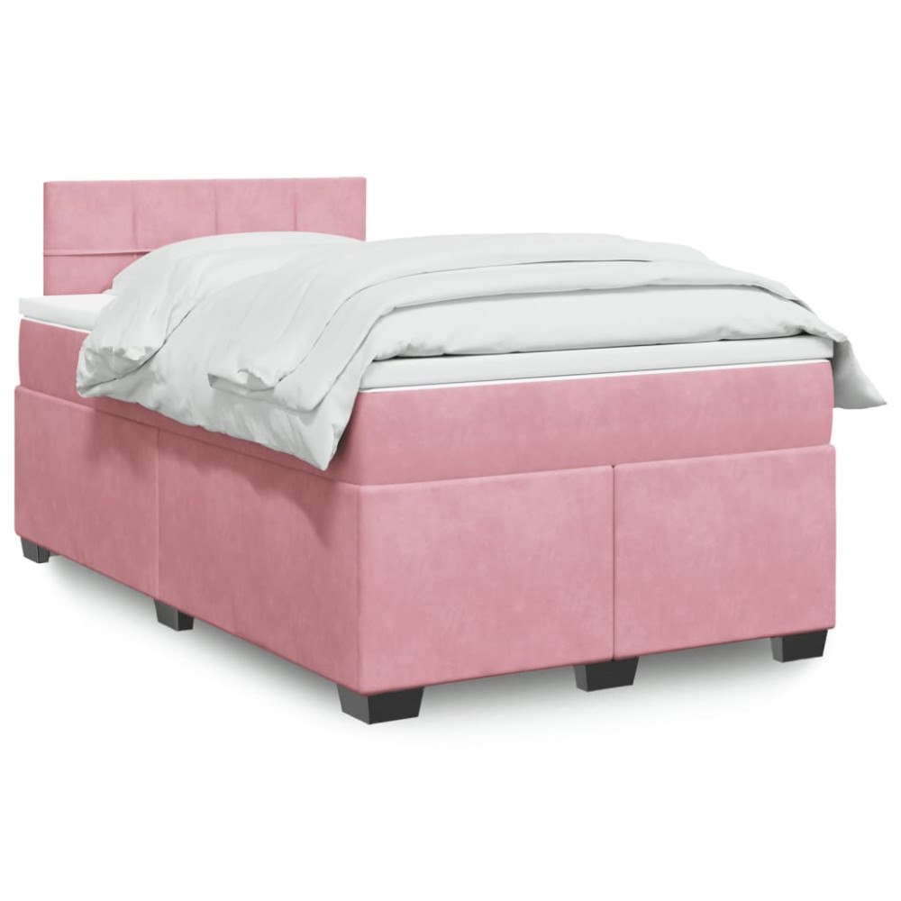 vidaXL Ramsäng med madrass rosa 120x190 cm sammet
