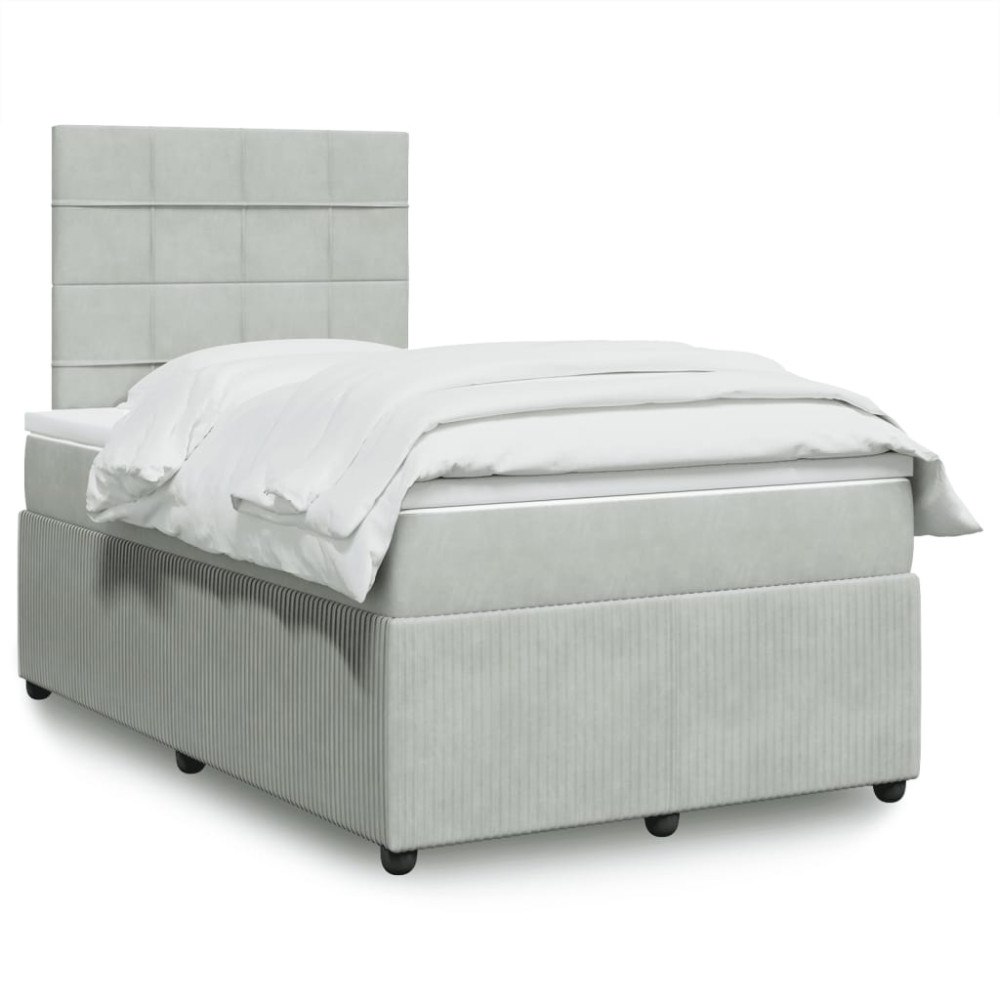 vidaXL Ramsäng med madrass ljusgrå 120x190 cm sammet
