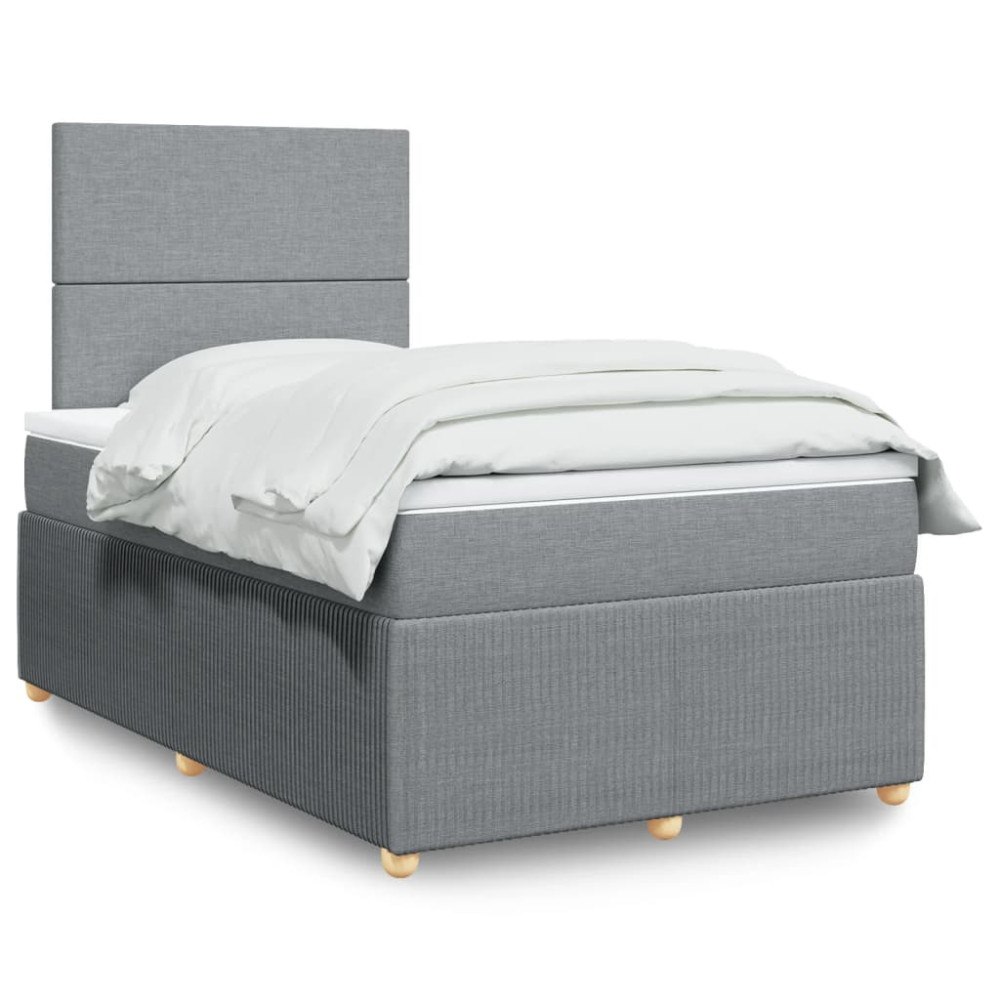 vidaXL Ramsäng med madrass ljusgrå 120x190 cm tyg