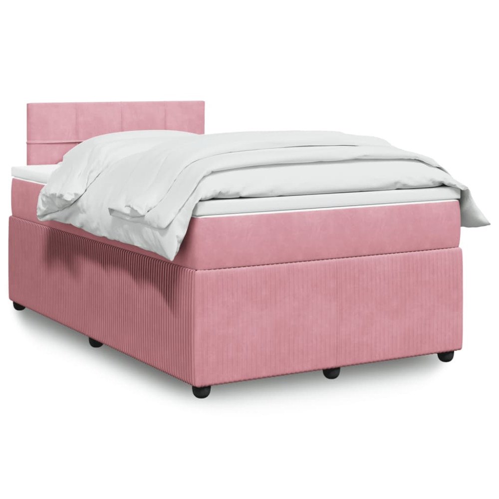 vidaXL Ramsäng med madrass rosa 120x190 cm sammet
