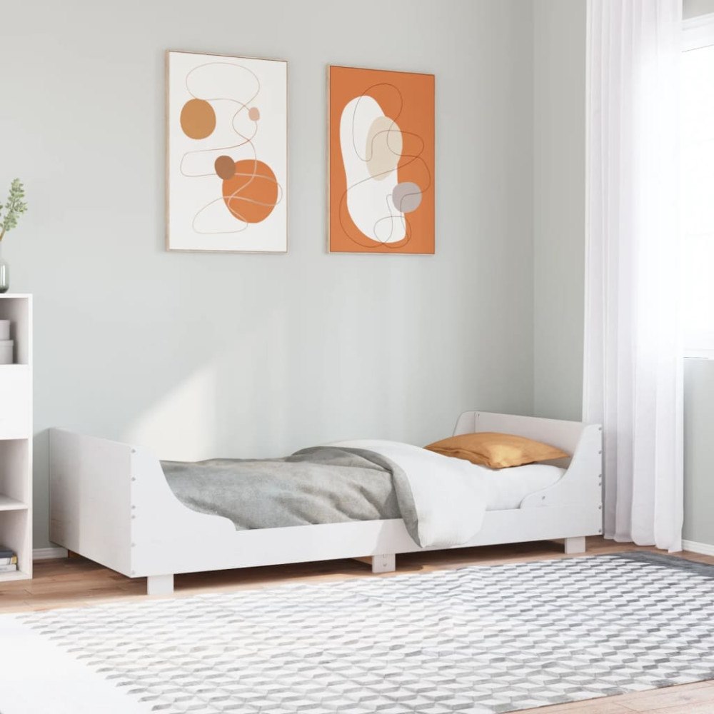 vidaXL Sängram utan madrass vit 75x190 cm massiv furu