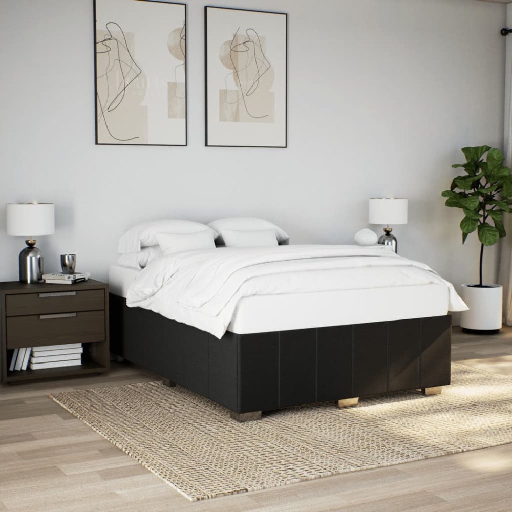 vidaXL Sängram utan madrass svart 140x200 cm tyg