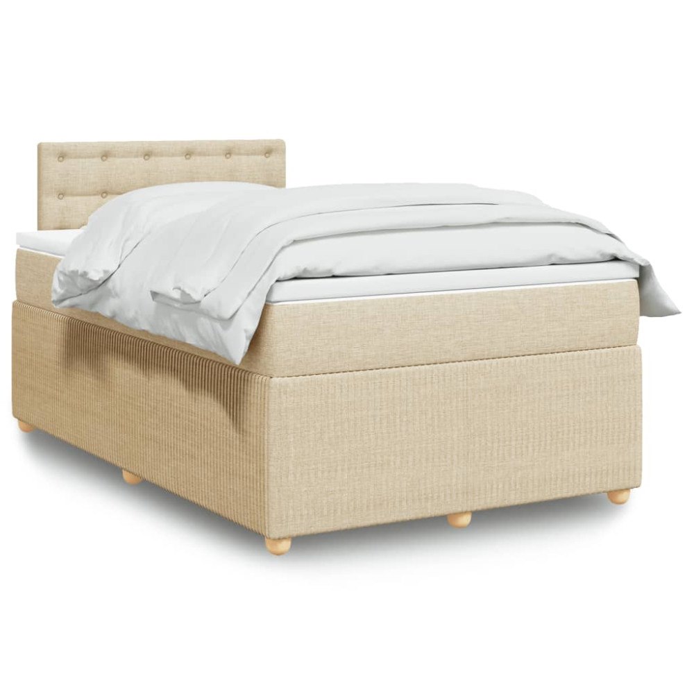 vidaXL Ramsäng med madrass gräddvit 120x190 cm tyg