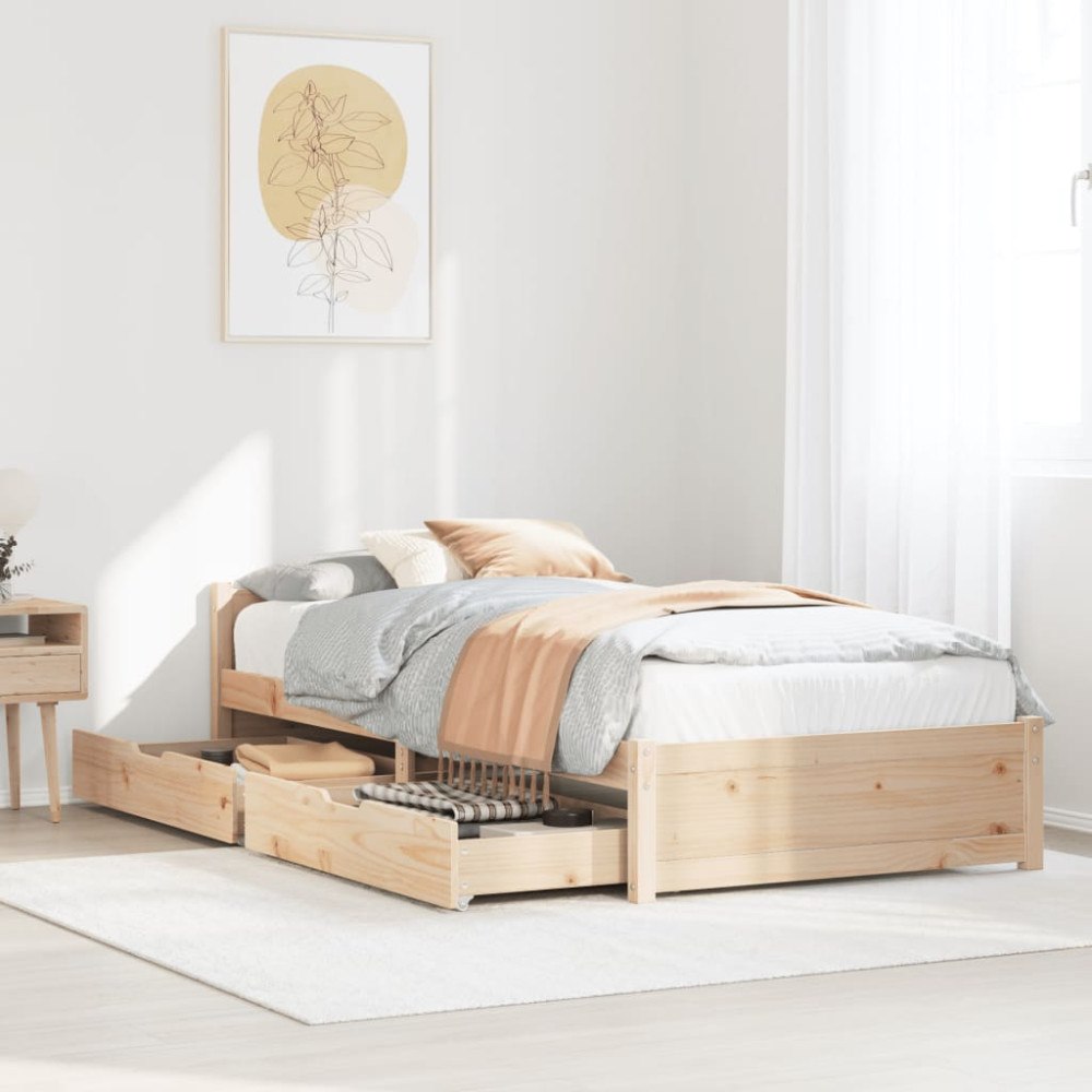vidaXL Sängram utan madrass 90x190 cm massiv furu