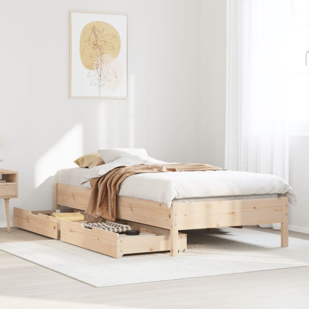 vidaXL Sängram utan madrass 90x200 cm massiv furu