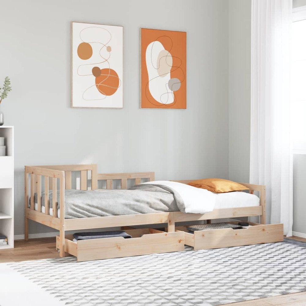 vidaXL Dagbädd med lådor 80x200 cm massiv furu