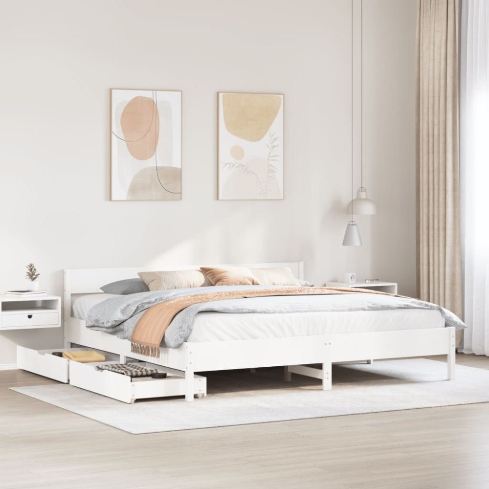 vidaXL Sängram utan madrass vit 160x200 cm massiv furu