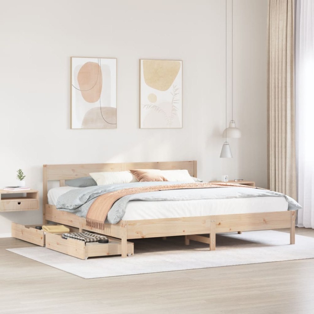 vidaXL Sängram utan madrass 200x200 cm massiv furu
