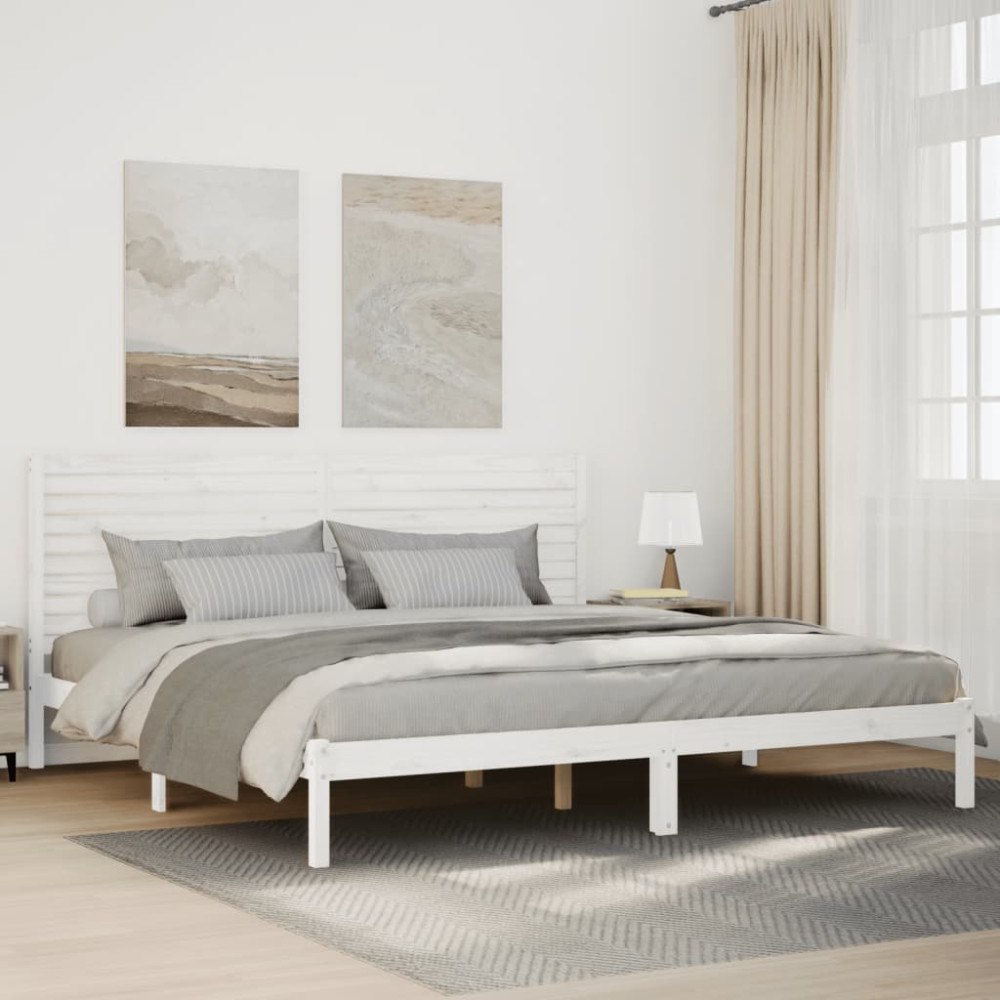 vidaXL Sängram utan madrass extra lång vit 200x220 cm massivt trä