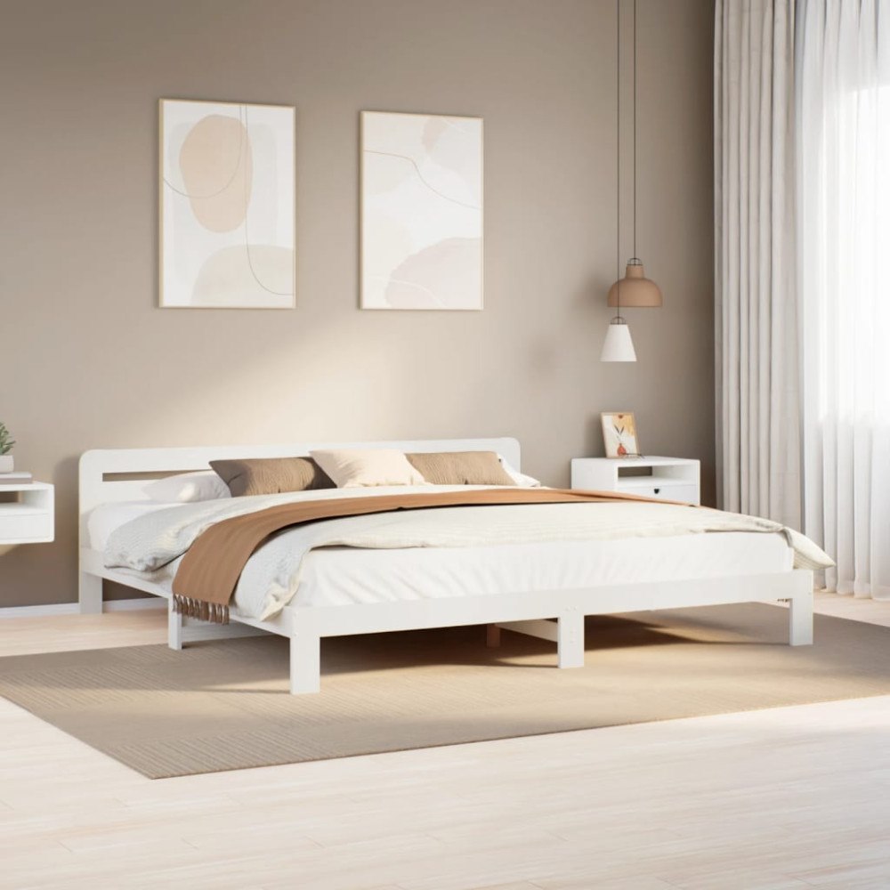 vidaXL Sängram utan madrass vit 180x200 cm massiv furu