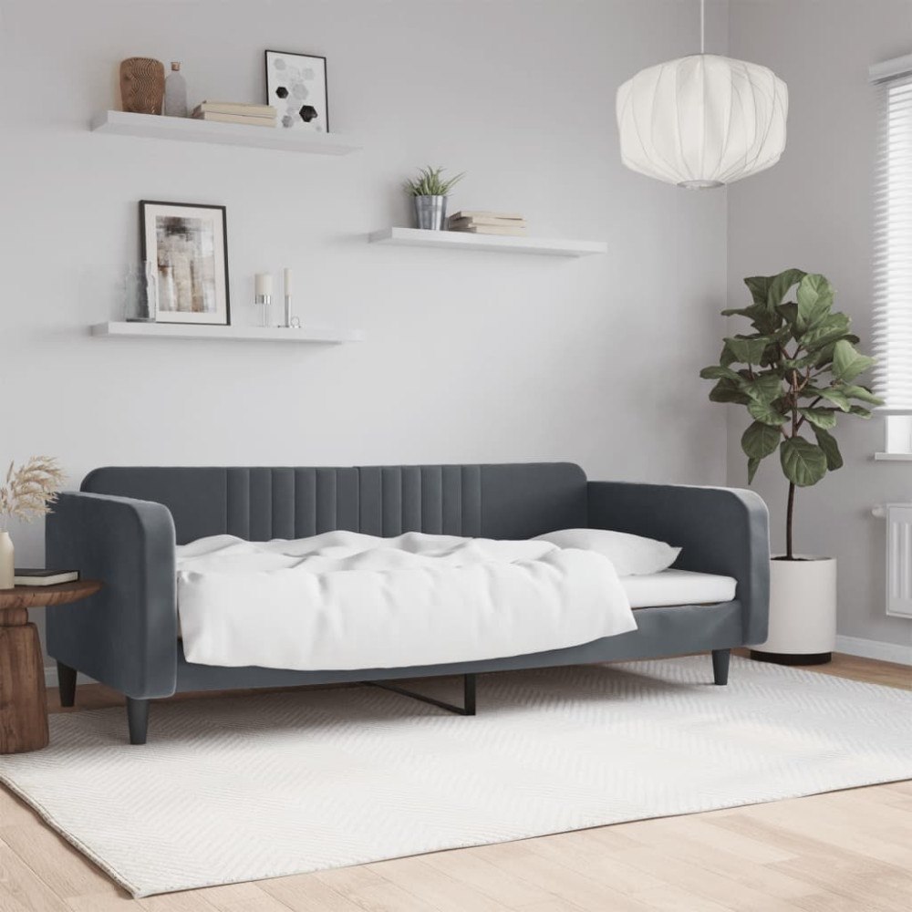 vidaXL Dagbädd mörkgrå 90x200 cm sammet