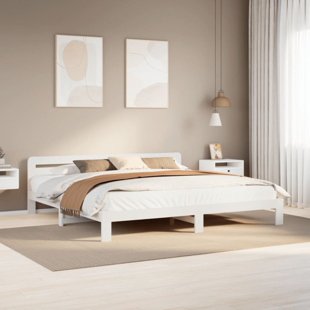 vidaXL Sängram utan madrass vit 200x200 cm massiv furu