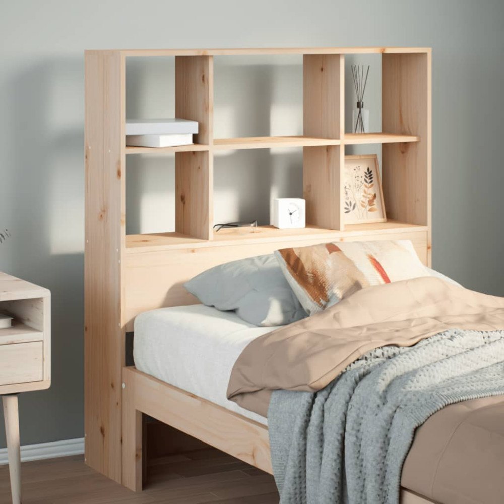 vidaXL Huvudgavel med förvaring 90 cm massiv furu