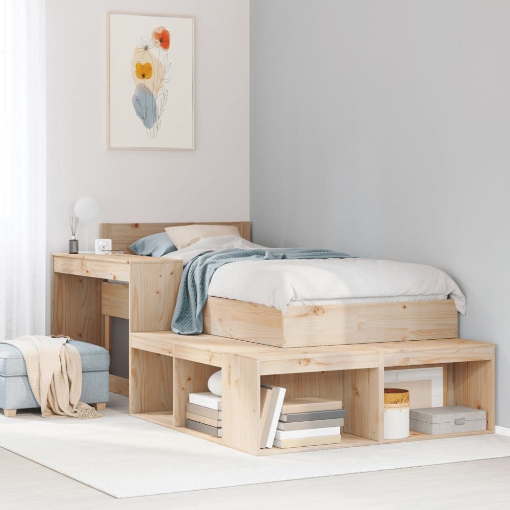 vidaXL Sängram utan madrass 75x190 cm massiv furu