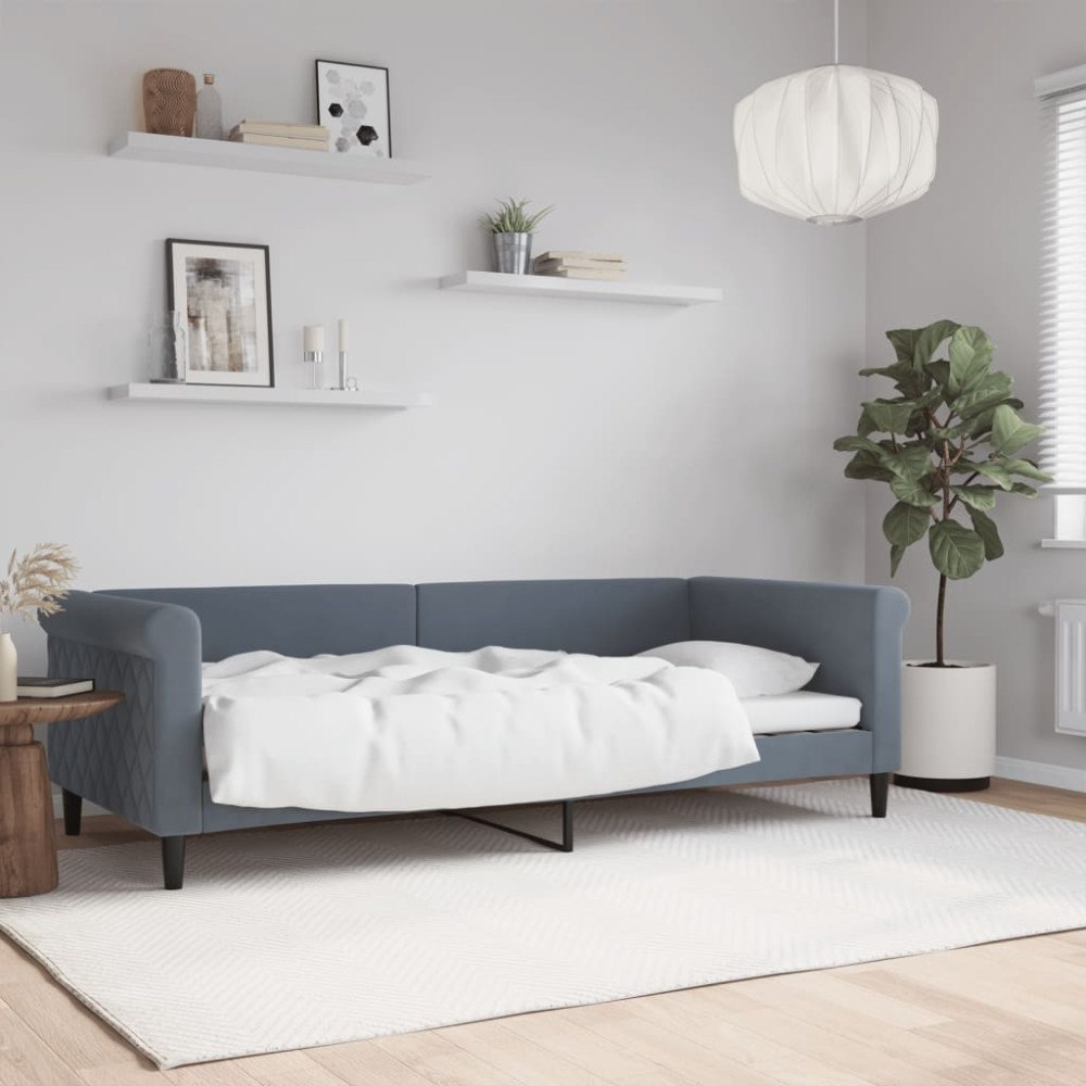 vidaXL Dagbädd mörkgrå 90x200 cm sammet