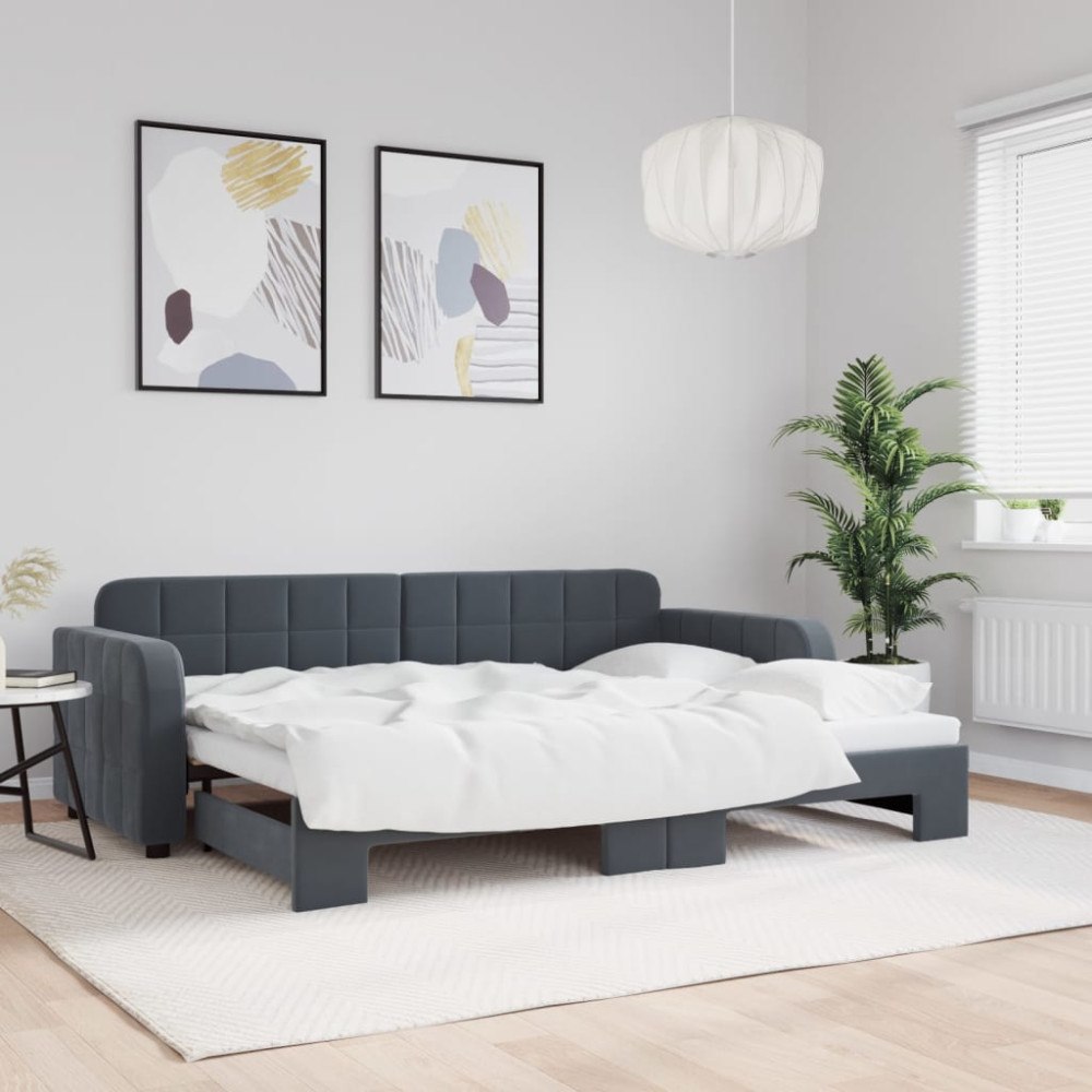 vidaXL Dagbädd utdragbar mörkgrå 80x200 cm sammet
