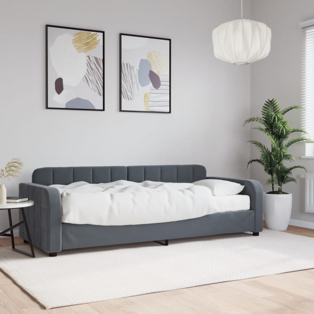 vidaXL Dagbädd med madrass mörkgrå 80x200 cm sammet