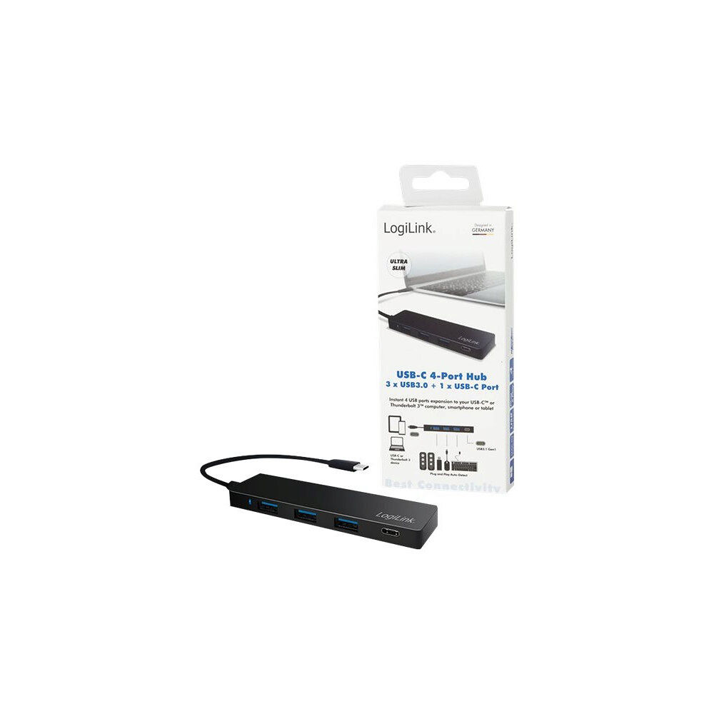 2direct LogiLink Ultra-slim USB-C 3.1 hub - hubb - 4 portar