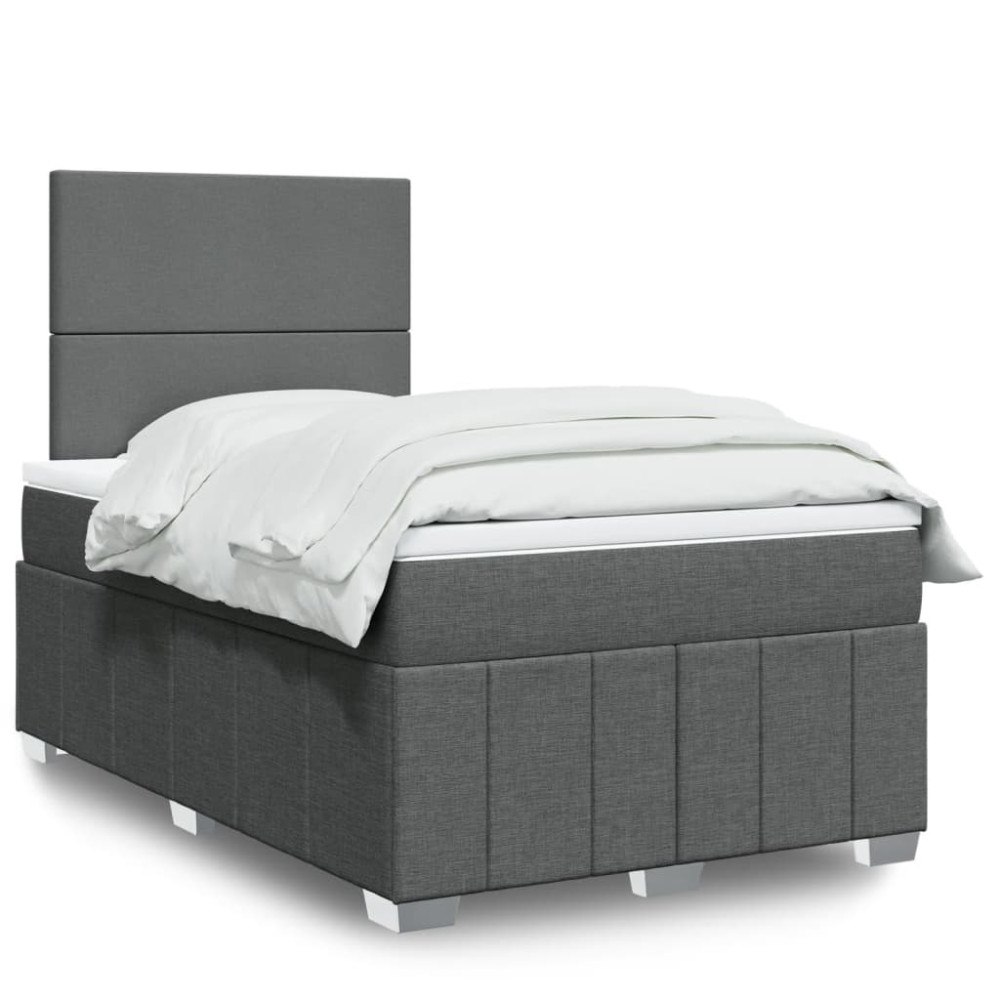 vidaXL Ramsäng med madrass mörkgrå 120x190 cm tyg
