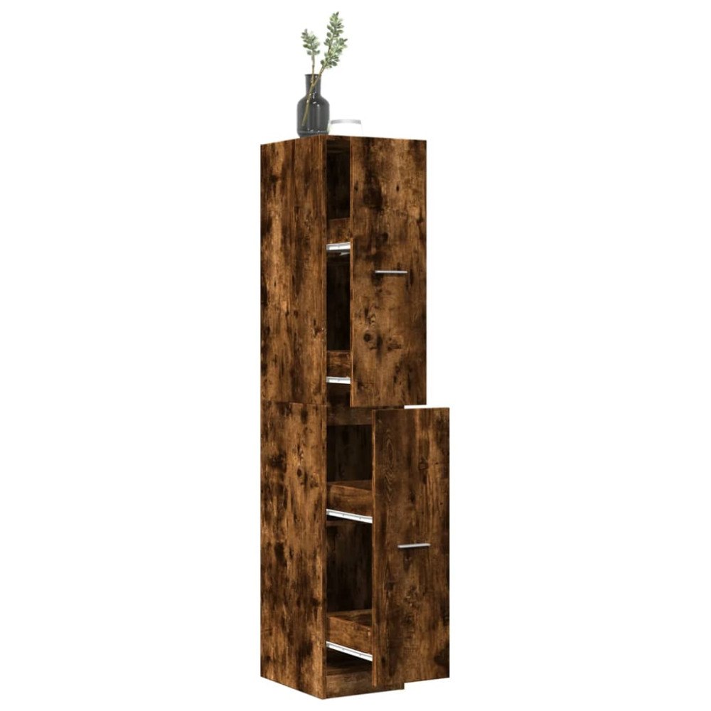 vidaXL Apoteksskåp rökfärgad ek 30x41x174,5 cm konstruerat trä