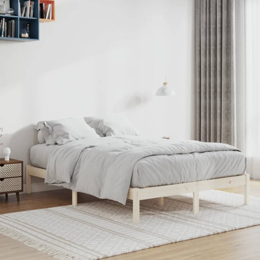 vidaXL Sängram utan madrass 137x190 cm massiv furu full