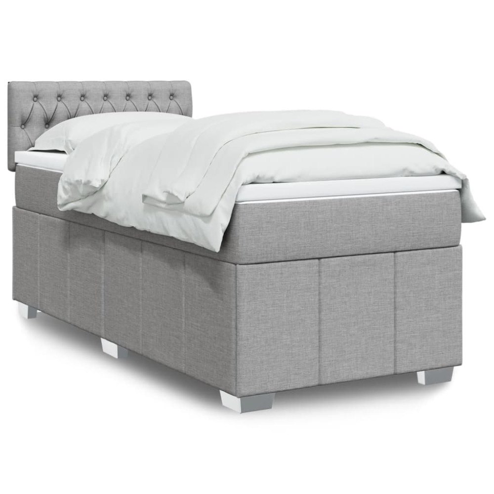 vidaXL Ramsäng med madrass ljusgrå 90x190 cm tyg