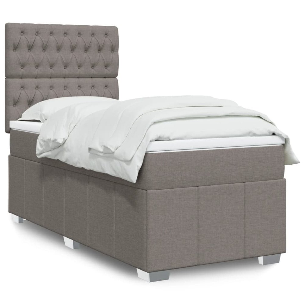 vidaXL Ramsäng med madrass taupe 90x190 cm tyg