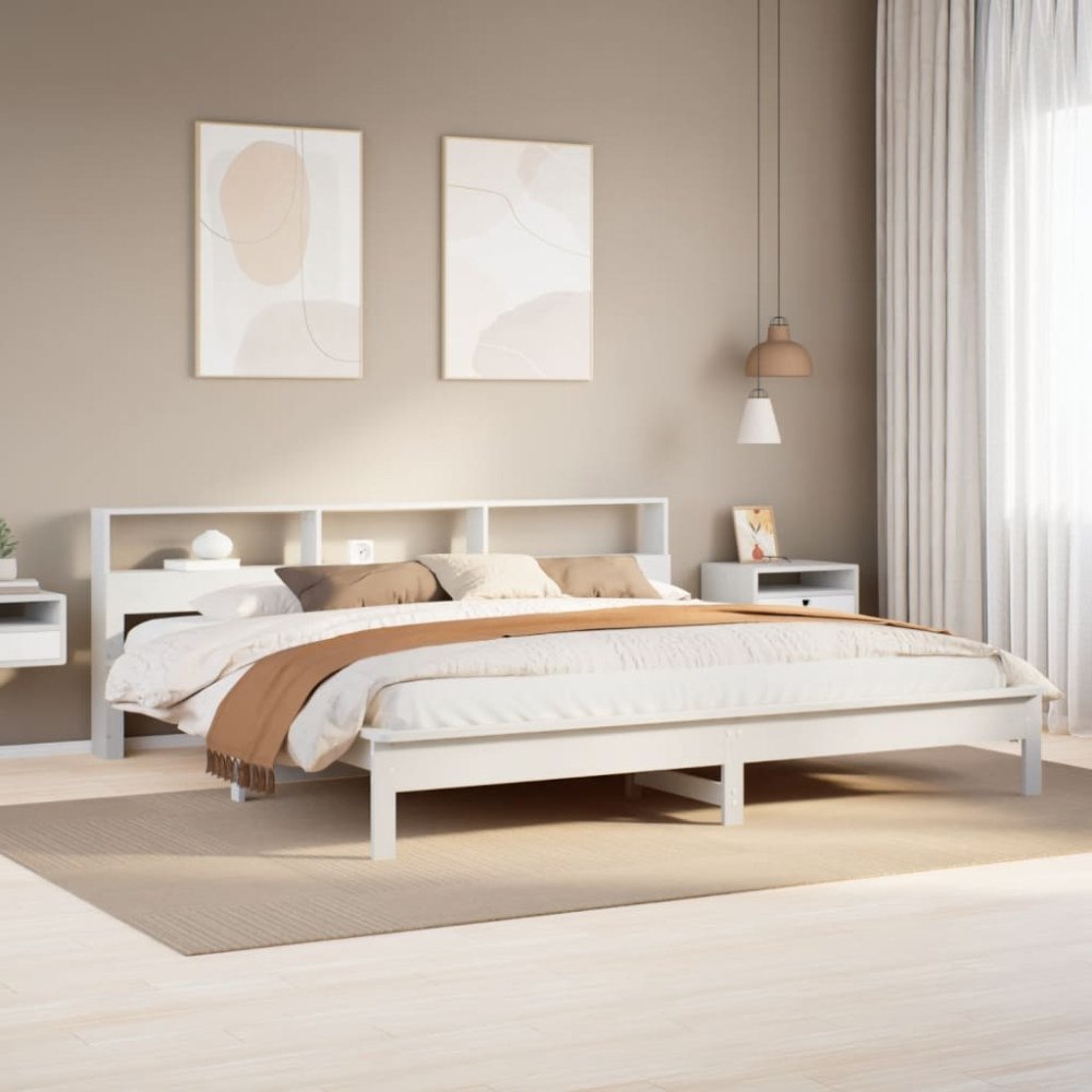 vidaXL Sängram utan madrass vit 200x200 cm massiv furu