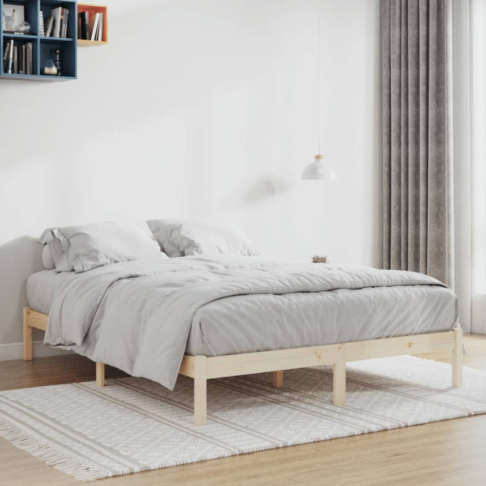 vidaXL Sängram utan madrass 193x203 cm massiv furu king
