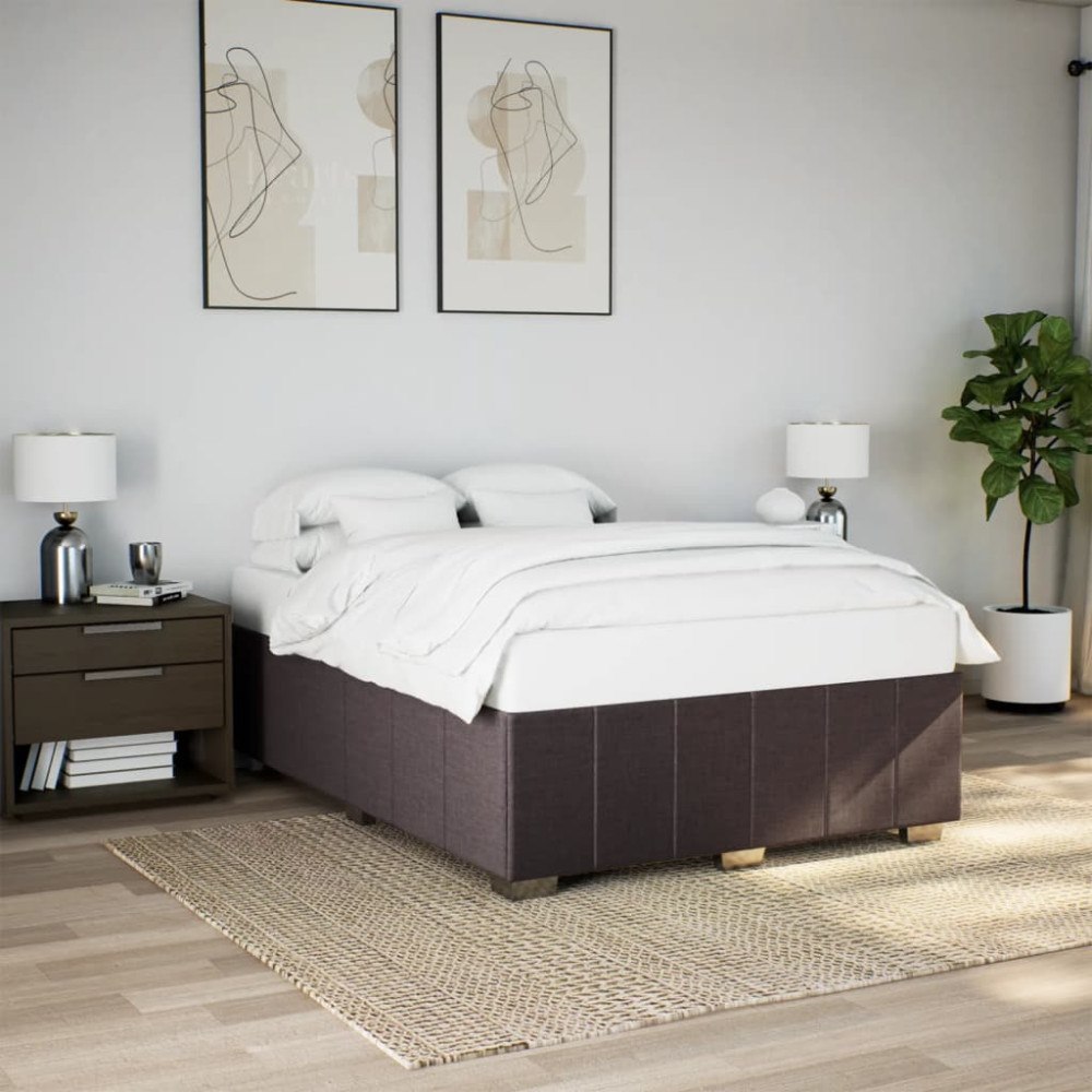 vidaXL Sängram utan madrass mörkbrun 160x200 cm tyg