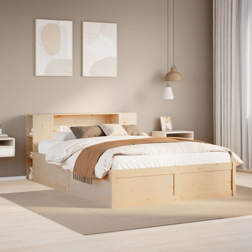 vidaXL Sängram utan madrass 135x190 cm massiv furu