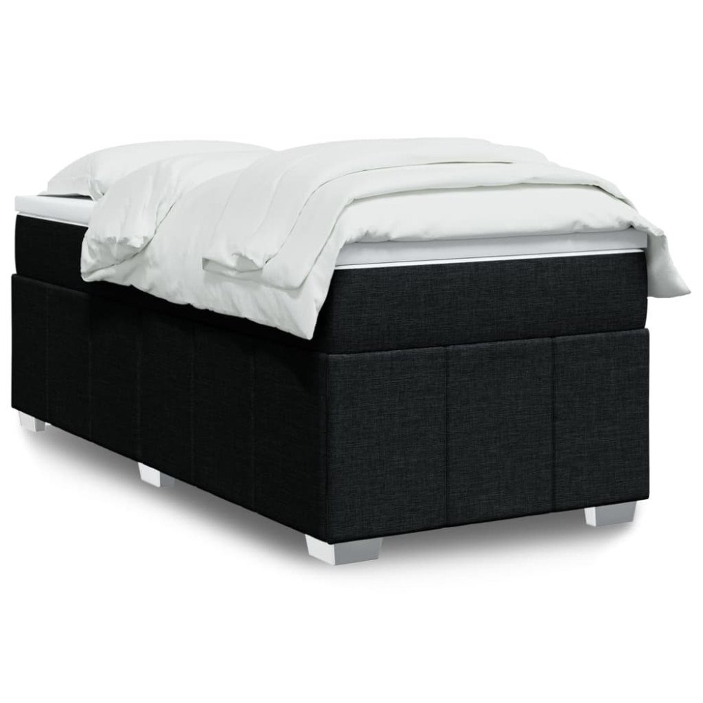 vidaXL Ramsäng med madrass svart 90x190 cm tyg