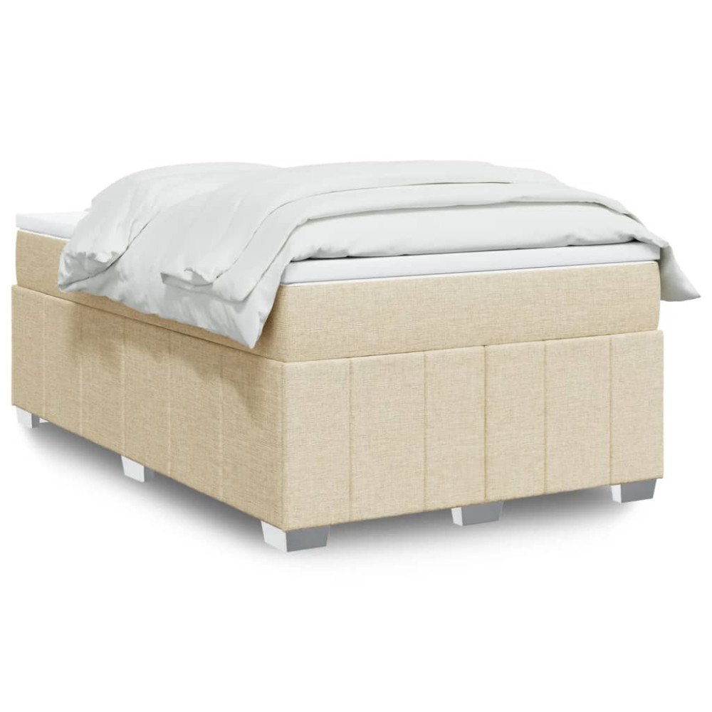 vidaXL Ramsäng med madrass gräddvit 120x190 cm tyg