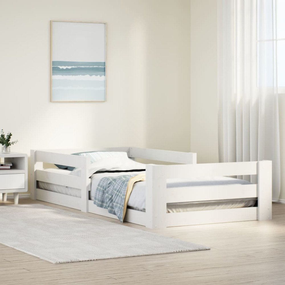 vidaXL Sängram utan madrass vit 100x200 cm massiv furu