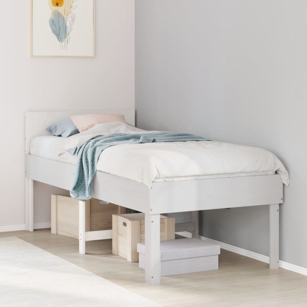 vidaXL Sängram utan madrass vit 90x190 cm massiv furu