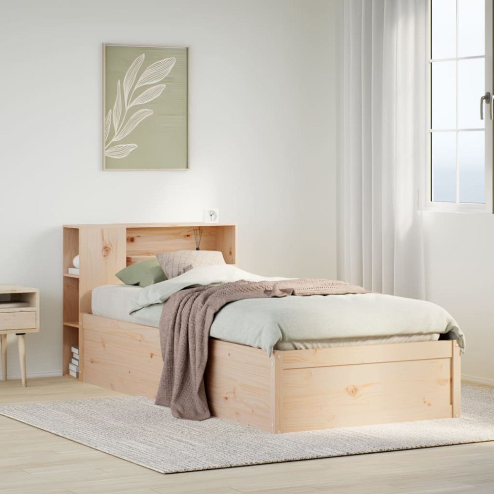 vidaXL Sängram utan madrass 75x190 cm massiv furu